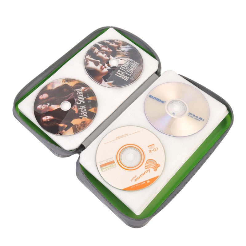 alavisxf xx CD Case, 96 Capacity Hard Plastic CD Holder Protective DVD Disc Storage Case Holder Portable Zipper CD DVD Organizer Storage Wallet for Car Home Travel (96 Capacity, Green) - Image 3